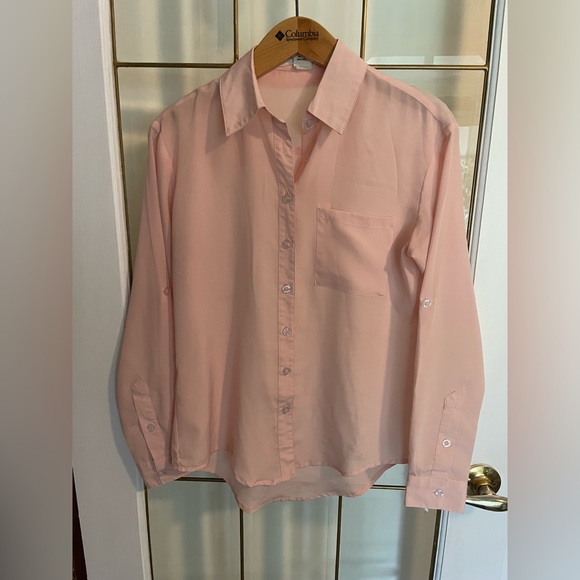 Women’s Sheer blush button up blouse - Picture 2 of 5